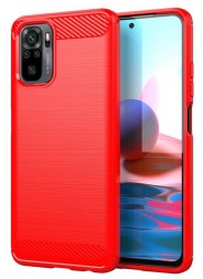 Накладка силиконовая для Xiaomi Redmi Note 10 / Xiaomi Redmi Note 10S / Poco M5s карбон сталь красная