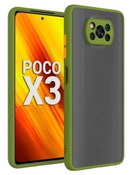 Накладка пластиковая матовая для Xiaomi Poco X3 NFC / X3 Pro с силиконовой окантовкой хаки