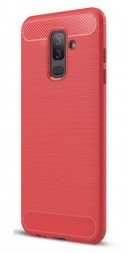 Накладка силиконовая для Samsung Galaxy A6 Plus (2018) A605 карбон и сталь красная