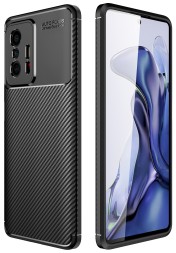 Накладка силиконовая для Xiaomi 11T / Xiaomi 11T Pro под карбон чёрная