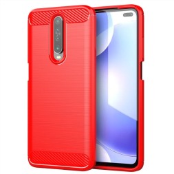 Накладка силиконовая для Xiaomi Redmi K30/Poco X2 карбон сталь красная