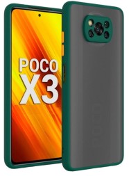 Накладка пластиковая матовая для Poco X3 NFC / Poco X3 Pro с силиконовой окантовкой тёмно-зелёная