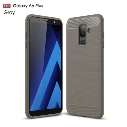 Накладка силиконовая для Samsung Galaxy A6 Plus (2018) A605 карбон и сталь серая