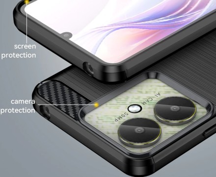 Накладка силиконовая для Xiaomi Redmi 13C / Poco C65 карбон сталь чёрная