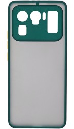 Накладка пластиковая матовая для Xiaomi Mi 11 Ultra с силиконовой окантовкой зелёная