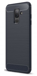 Накладка силиконовая для Samsung Galaxy A6 Plus (2018) A605 карбон и сталь синяя