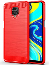 Накладка силиконовая для Xiaomi Redmi Note 9 Pro / Xiaomi Redmi Note 9S карбон сталь красная