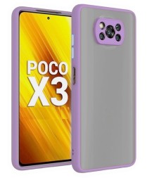 Накладка пластиковая матовая для Poco X3 NFC / Poco X3 Pro с силиконовой окантовкой сиреневая