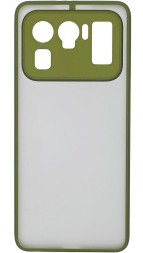 Накладка пластиковая матовая для Xiaomi Mi 11 Ultra с силиконовой окантовкой хаки