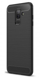 Накладка силиконовая для Samsung Galaxy A6 Plus (2018) A605 карбон и сталь черная