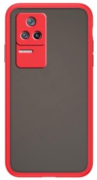 Накладка пластиковая матовая для Xiaomi Poco F4 5G с силиконовой окантовкой красная