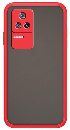 Накладка пластиковая матовая для Poco F4 5G с силиконовой окантовкой красная