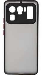 Накладка пластиковая матовая для Xiaomi Mi 11 Ultra с силиконовой окантовкой чёрная