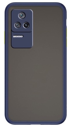 Накладка пластиковая матовая для Poco F4 5G с силиконовой окантовкой синяя