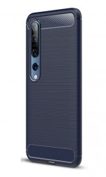 Накладка силиконовая для Xiaomi Mi 10 / Xiaomi Mi 10 Pro карбон сталь синяя
