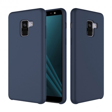 Накладка силиконовая Silicone Cover для Samsung Galaxy A8 (2018) A530 темно-синяя