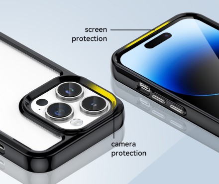 Накладка пластиковая для iPhone 15 Pro Max с силиконовой окантовкой чёрная