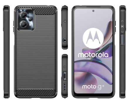 Накладка силиконовая для Motorola Moto G13 карбон сталь чёрная