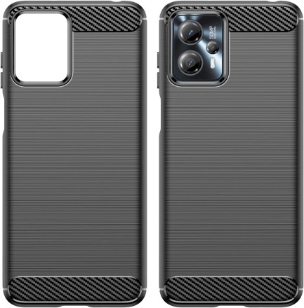 Накладка силиконовая для Motorola Moto G13 карбон сталь чёрная