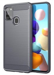 Накладка силиконовая для Samsung Galaxy A21s A217 карбон сталь серая