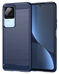 Накладка силиконовая для Xiaomi Poco F4 5G карбон сталь синяя