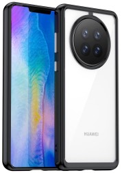 Накладка пластиковая для Huawei Mate 50 Pro с силиконовой окантовкой чёрная