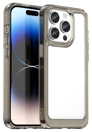 Накладка пластиковая для iPhone 15 Pro Max с силиконовой окантовкой серая