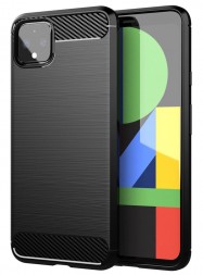 Накладка силиконовая для Google Pixel 4 карбон сталь чёрная