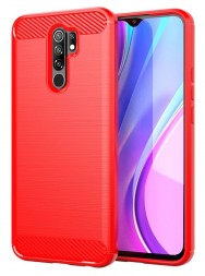 Накладка силиконовая для Xiaomi Redmi Note 8 Pro карбон сталь красная