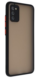 Накладка пластиковая матовая для Samsung Galaxy A03s A037 с силиконовой окантовкой чёрная