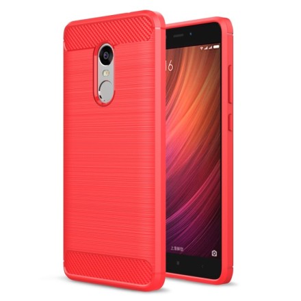Накладка силиконовая для Xiaomi Redmi Note 4 карбон сталь красная