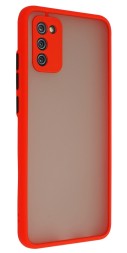 Накладка пластиковая матовая для Samsung Galaxy A03s A037 с силиконовой окантовкой красная