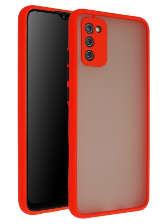 Накладка пластиковая матовая для Samsung Galaxy A03s A037 с силиконовой окантовкой красная