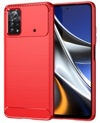 Накладка силиконовая для Xiaomi Poco X4 Pro 5G карбон сталь красная