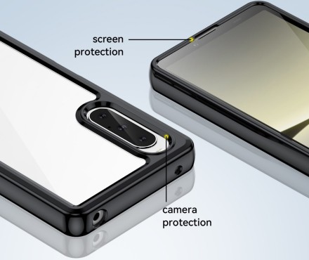 Накладка пластиковая для Sony Xperia 10 V (Sony Xperia 10 5) с силиконовой окантовкой чёрная