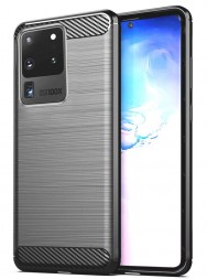 Накладка силиконовая для Samsung Galaxy S20 Ultra G988 карбон сталь серая