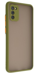 Накладка пластиковая матовая для Samsung Galaxy A03s A037 с силиконовой окантовкой хаки