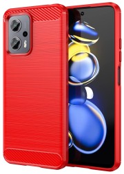 Накладка силиконовая для Xiaomi Poco X4 GT 5G/Note 11T Pro/Redmi Note 11T Pro Plus (11T Pro+) карбон сталь красная