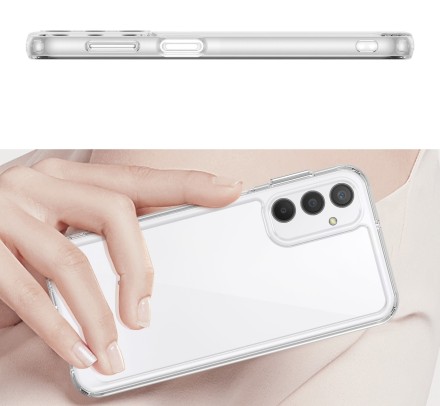 Накладка пластиковая для Samsung Galaxy A24 A245 с силиконовой окантовкой прозрачная