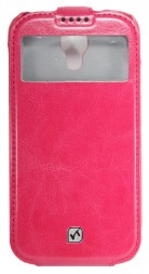 Чехол HOCO Flip Leather Case Crystal Series для Samsung Galaxy S4 i9500/9505 Rose (малиновый с окном)