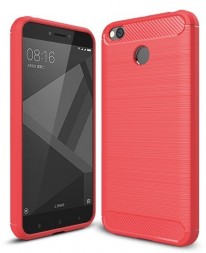 Накладка силиконовая для Xiaomi Redmi 4X карбон и сталь красная