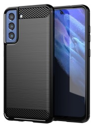 Накладка силиконовая для Samsung Galaxy S21 FE G990 карбон сталь чёрная