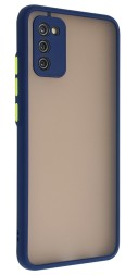 Накладка пластиковая матовая для Samsung Galaxy A03s A037 с силиконовой окантовкой синяя