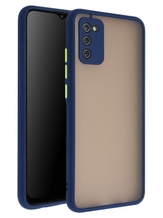 Накладка пластиковая матовая для Samsung Galaxy A03s A037 с силиконовой окантовкой синяя