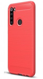 Накладка силиконовая для Xiaomi Redmi Note 8 / Note 8 (2021) карбон сталь красная